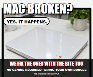 Mac broken? Yes, it happens. We fix the ones with the bite too. No Genius required.